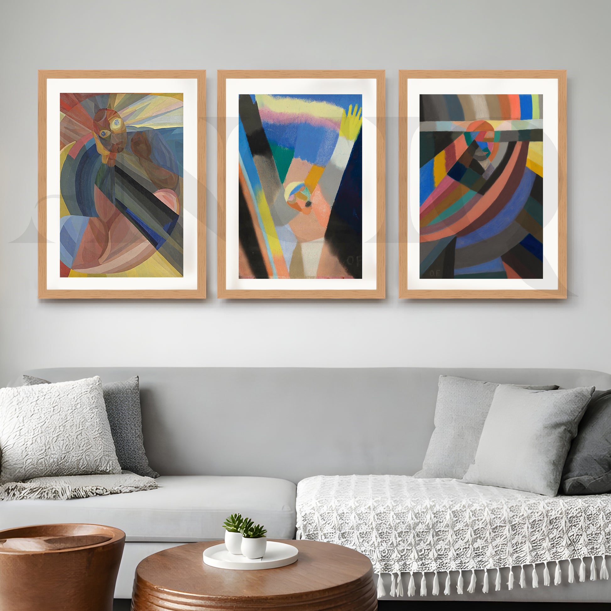 Color Spectrum Abstract Gallery Wall – Set of 3 Expressionist Artworks - 18 x 24 Inches for Living Room