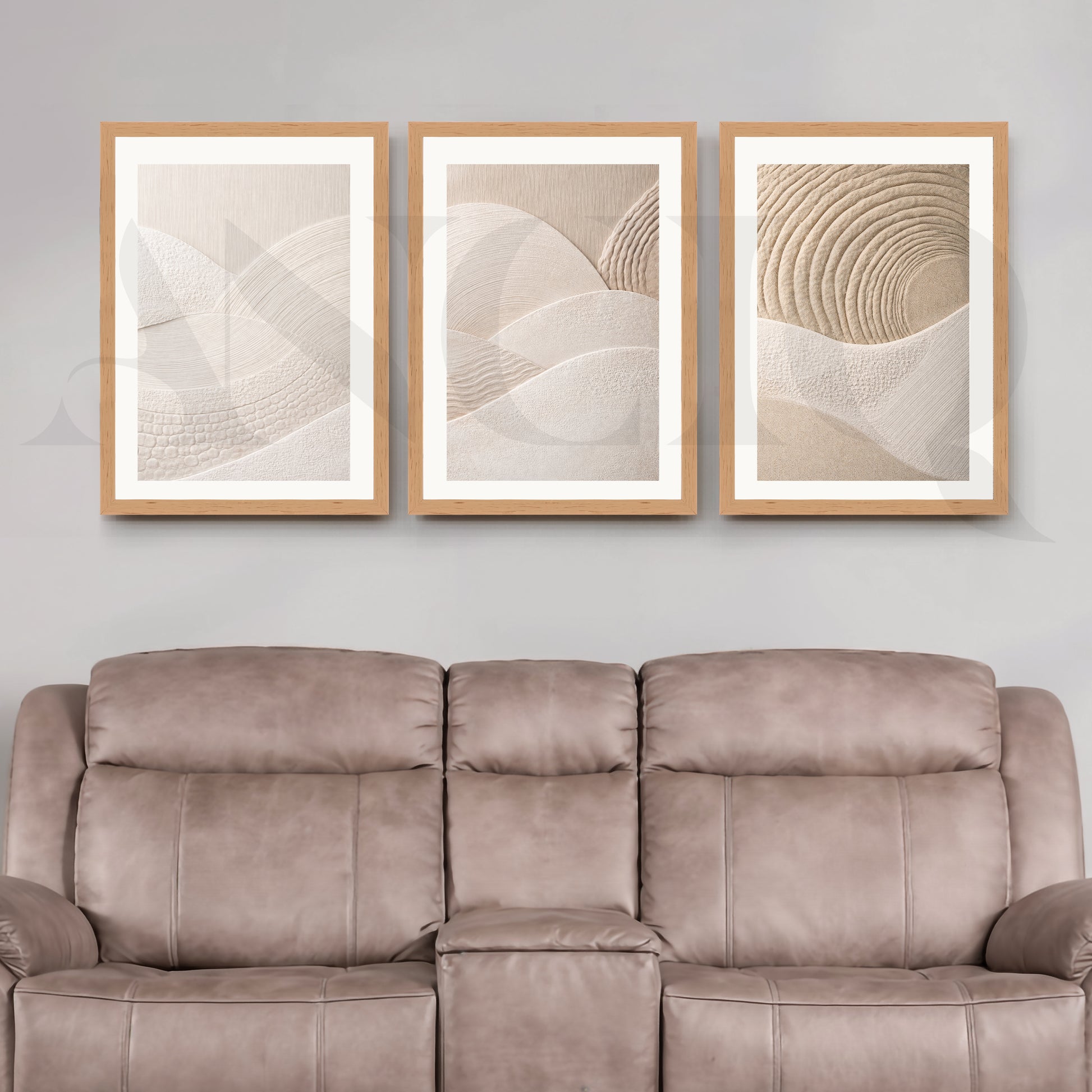 Neutral Textured Abstract Terrain Gallery Wall – Set of 3 Minimal Artworks - 18 x 24 Inches for Living Room
