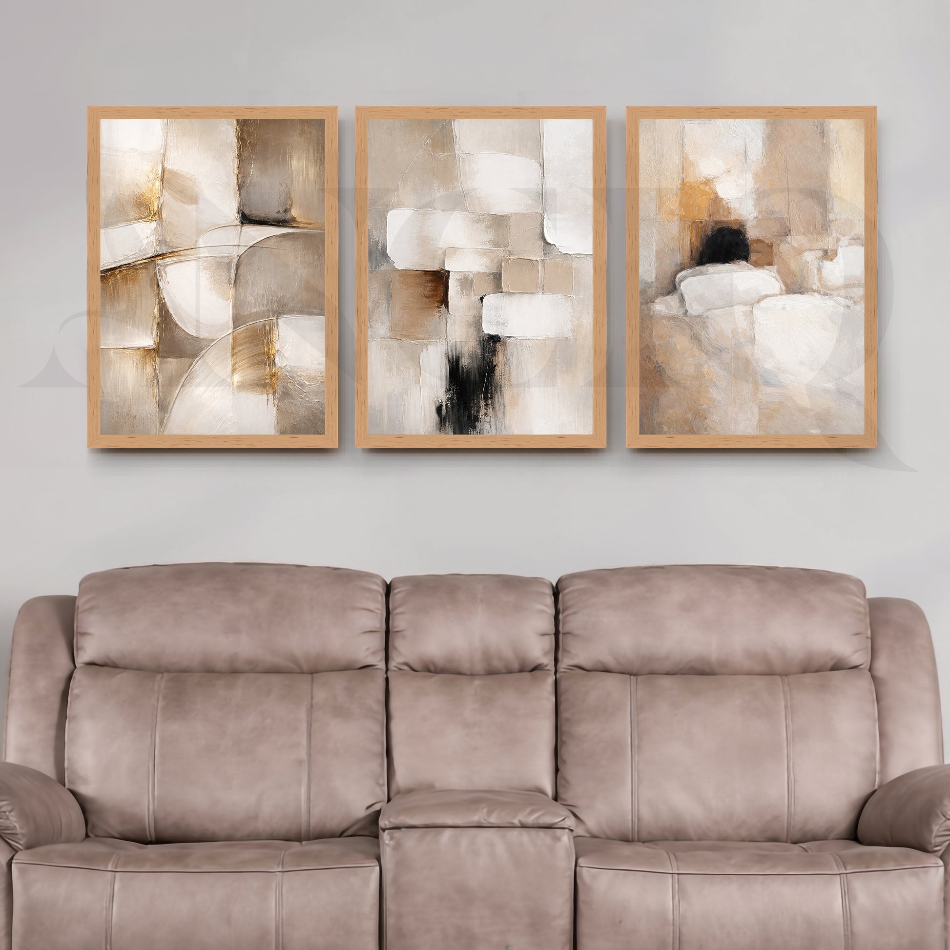 Earthy Textured Abstraction Gallery Wall – Set of 3 Contemporary Artworks - 18 x 24 Inches for Living Room