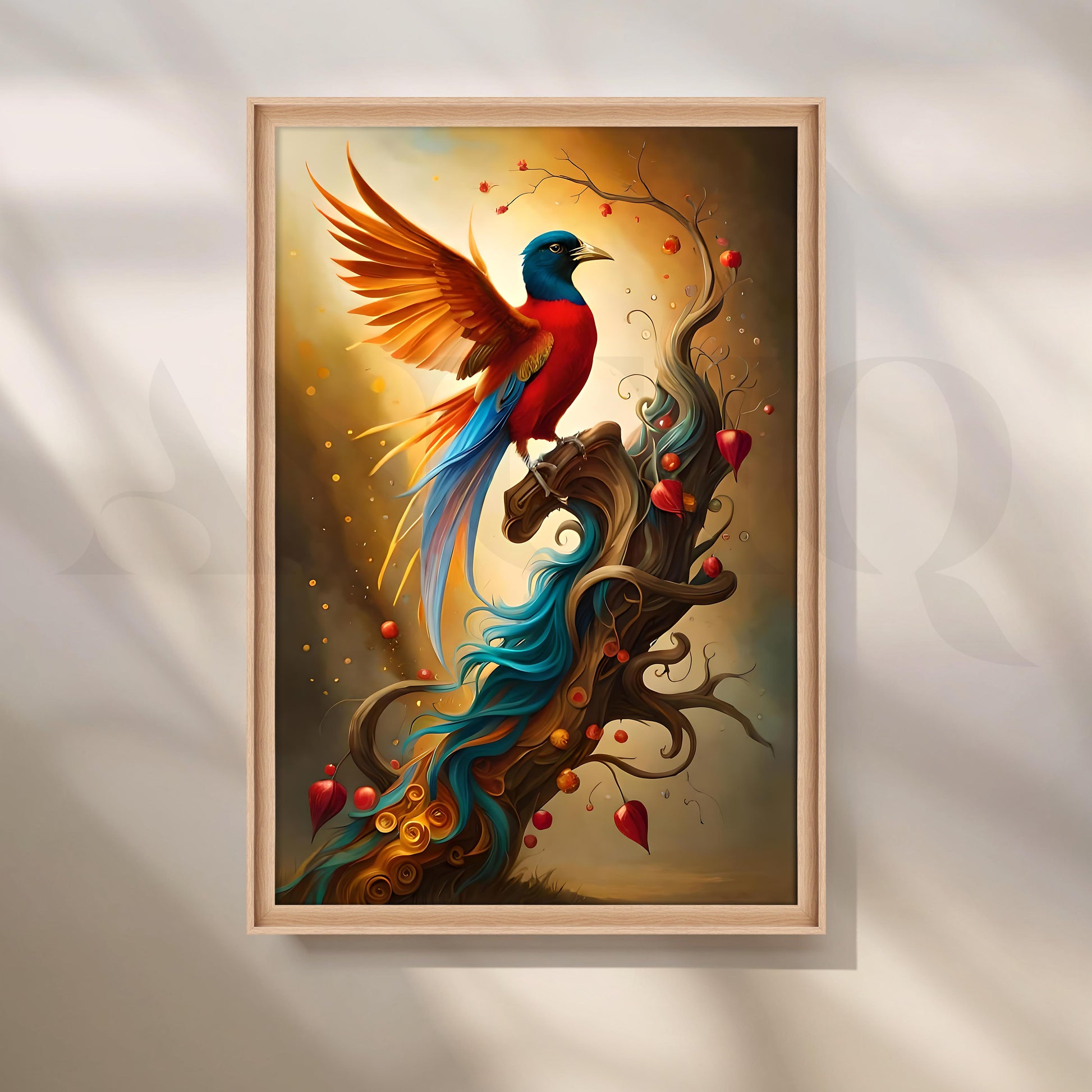 Colorful Fantasy Bird Pop Art Illustration for Entryway/Hallway