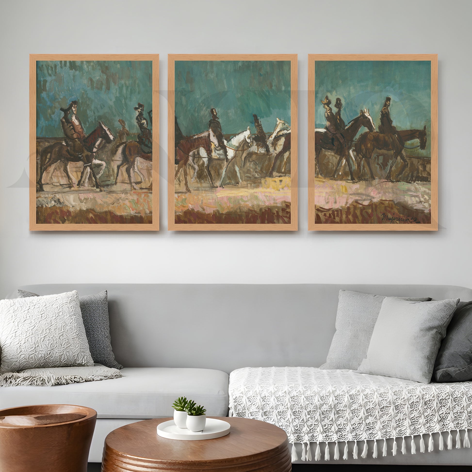 Equestrian Riders Vintage Gallery Wall – Set of 3 Classic Artworks - 18 x 24 Inches for Living Room