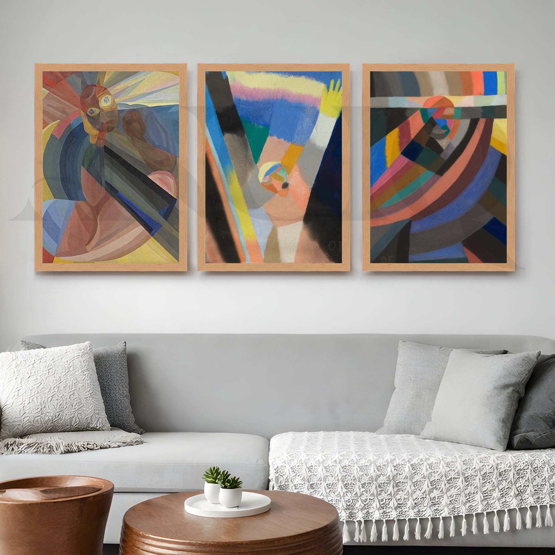Color Spectrum Abstract Gallery Wall – Set of 3 Expressionist Artworks - 18 x 24 Inches for Living Room