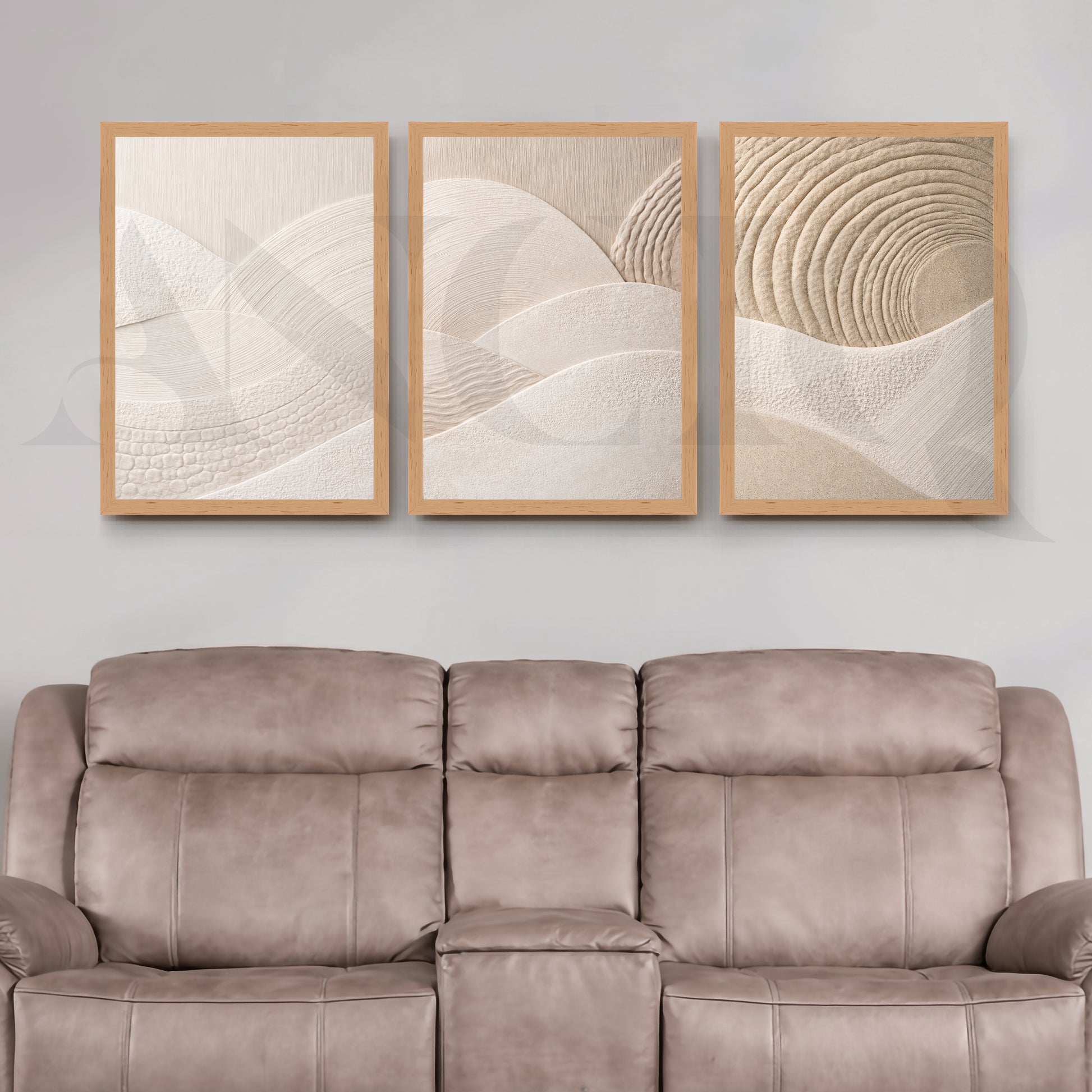 Neutral Textured Abstract Terrain Gallery Wall – Set of 3 Minimal Artworks - 18 x 24 Inches for Living Room