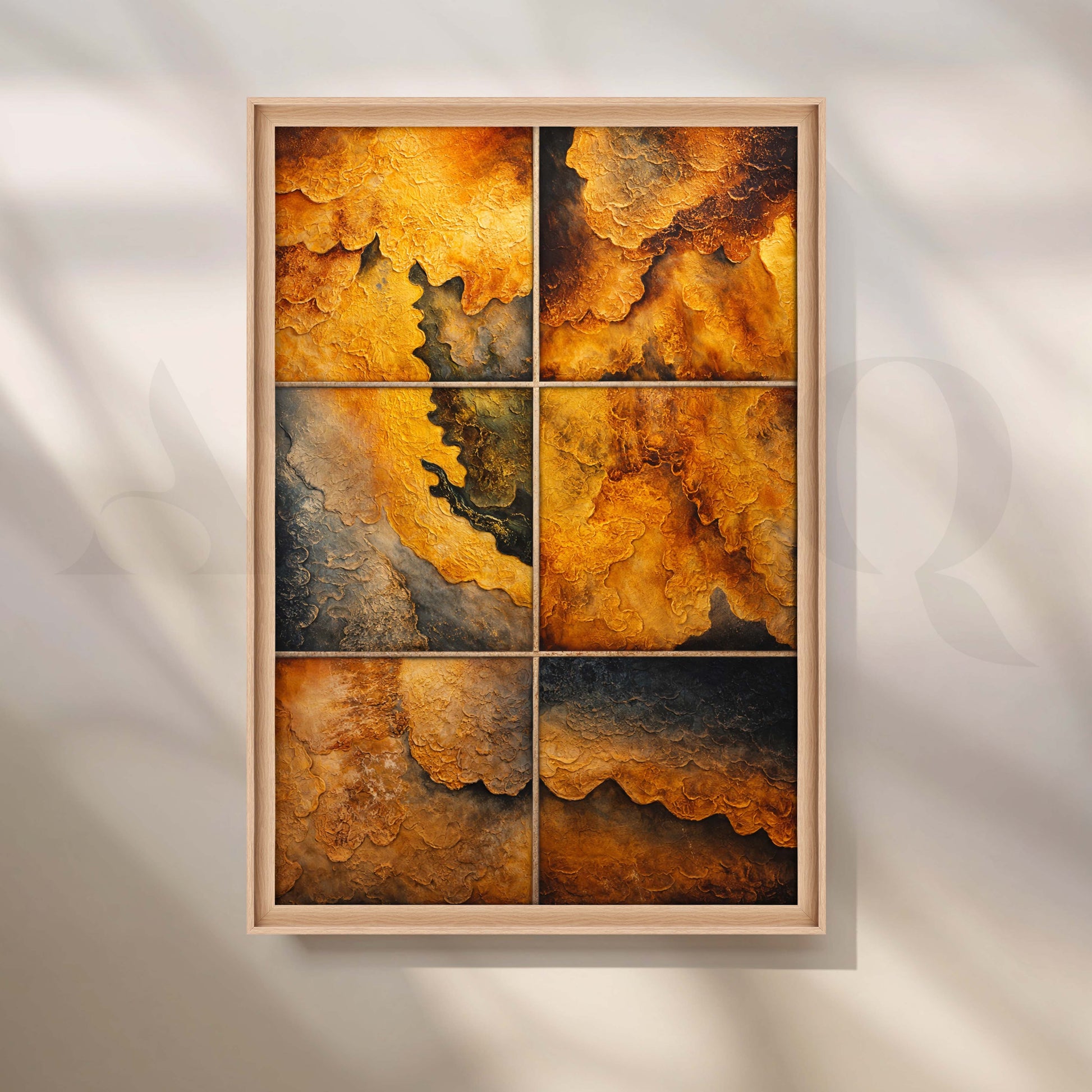 Golden Earth Abstract Texture Canvas Artwork for Living Room