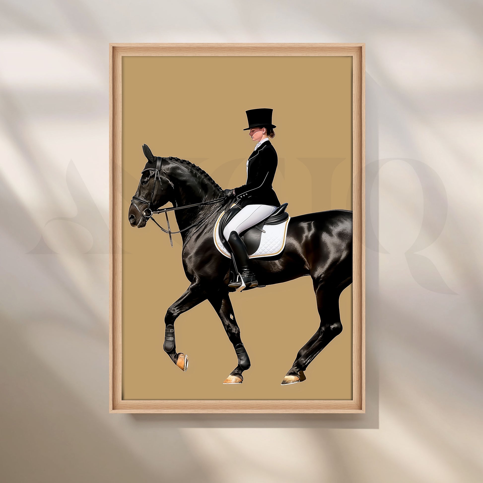 Classic Black Horse Rider Canvas Artwork for Living Room