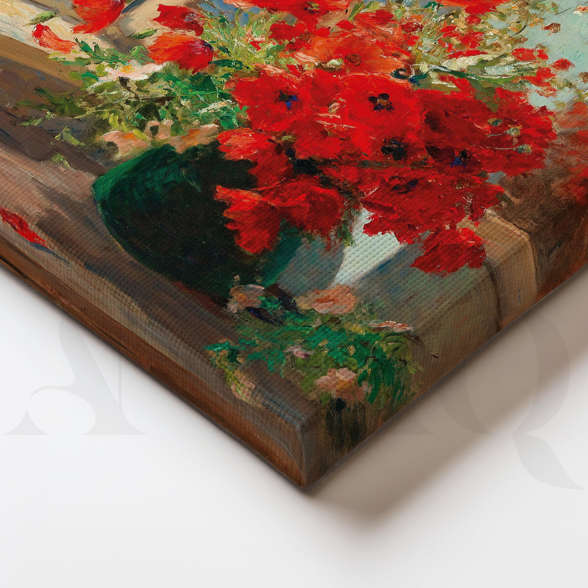 Close-up Detail Red Poppies by Window Canvas Artwork