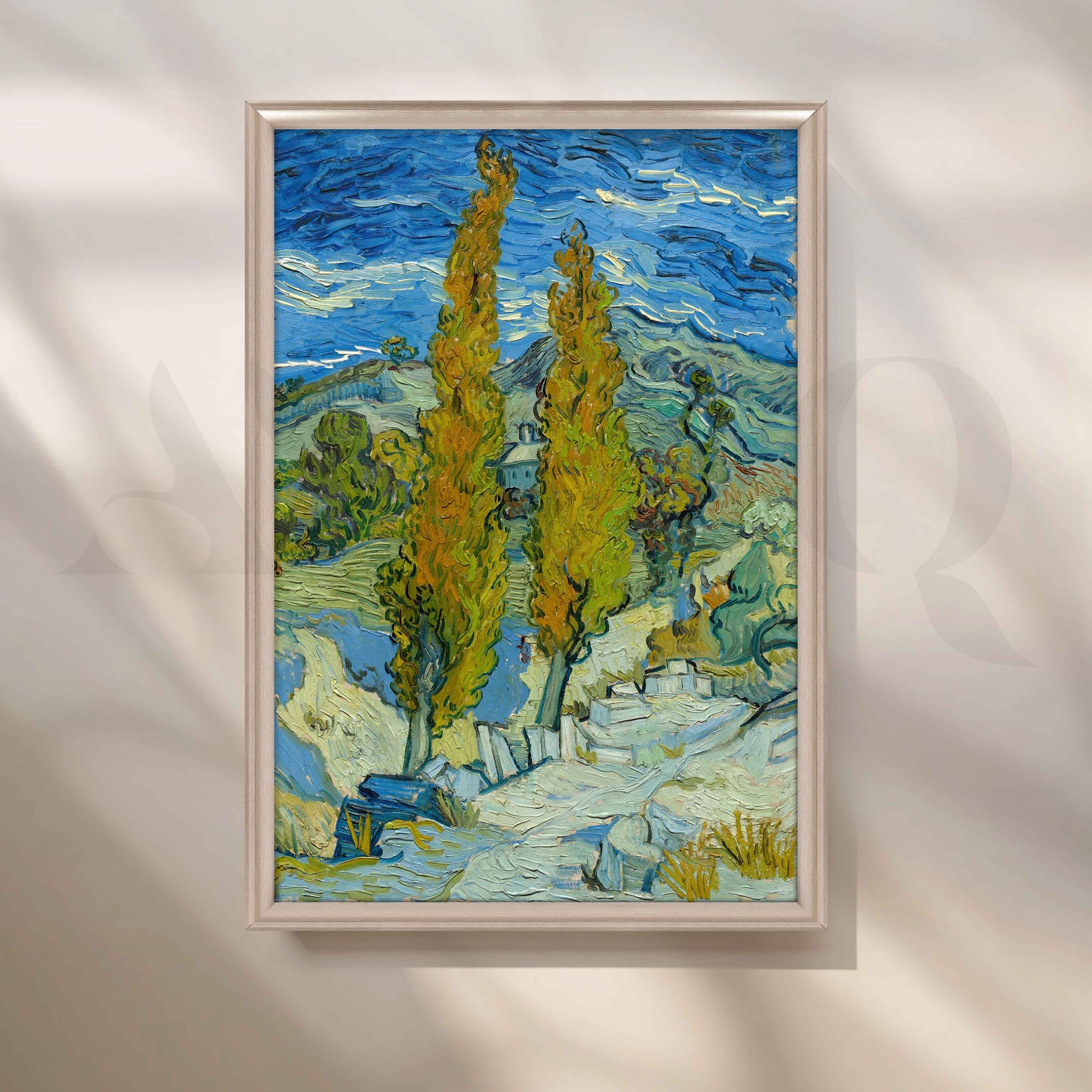 Impressionist Cypress Trees Landscape Canvas Artwork for Living Room