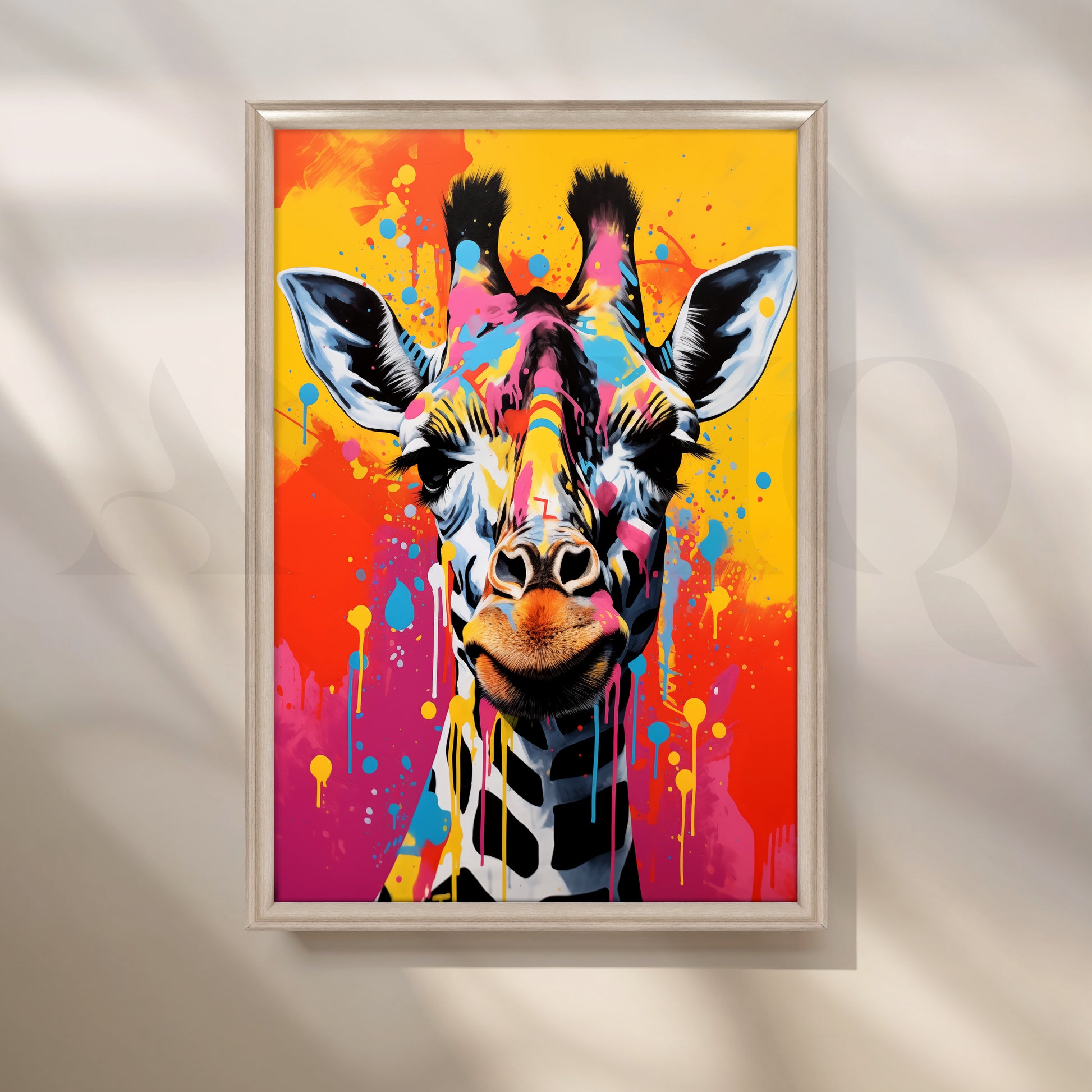 Colorful Giraffe Pop Artwork for Entryway/Hallway