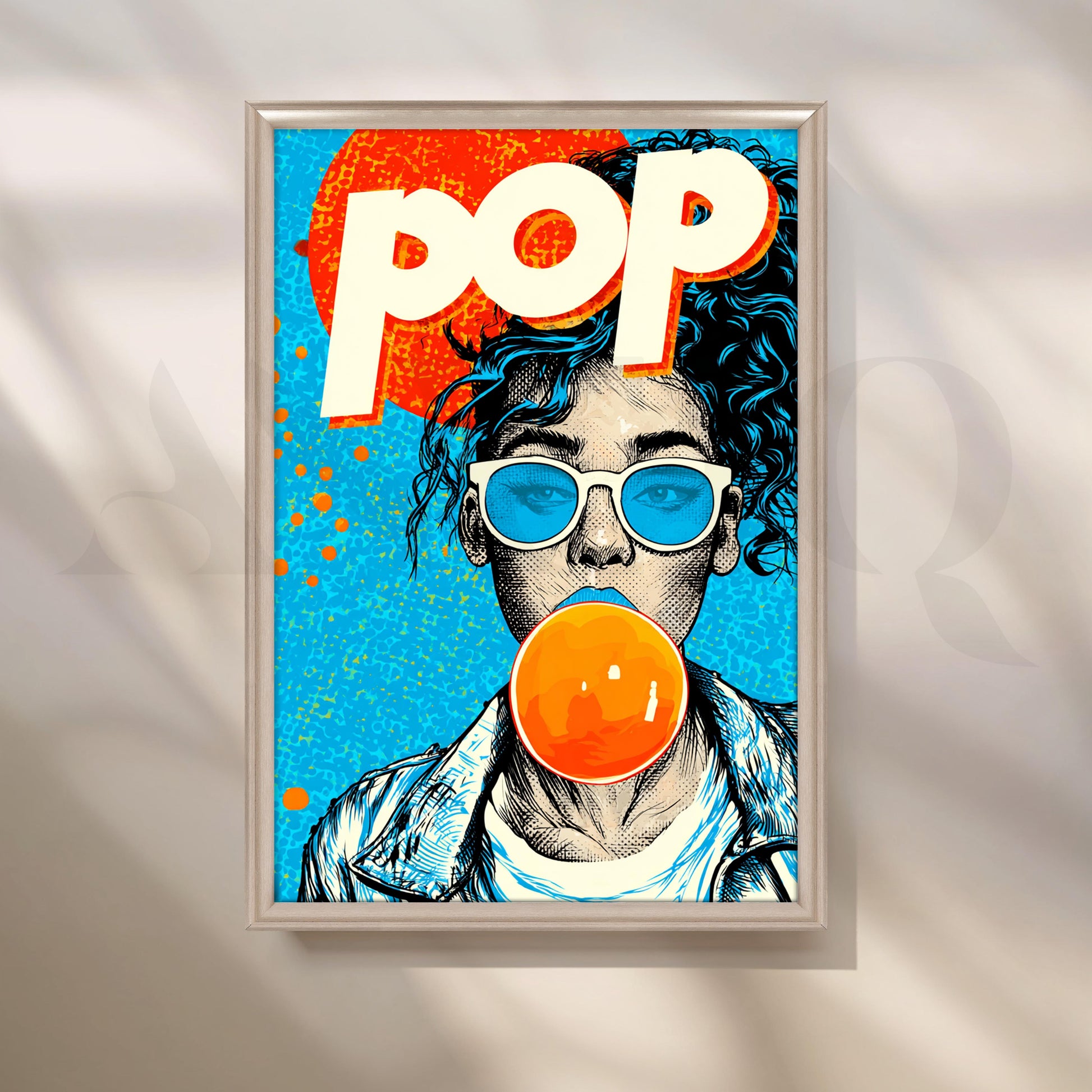 Pop Art Girl Blowing Bubble Gum for Entryway/Hallway