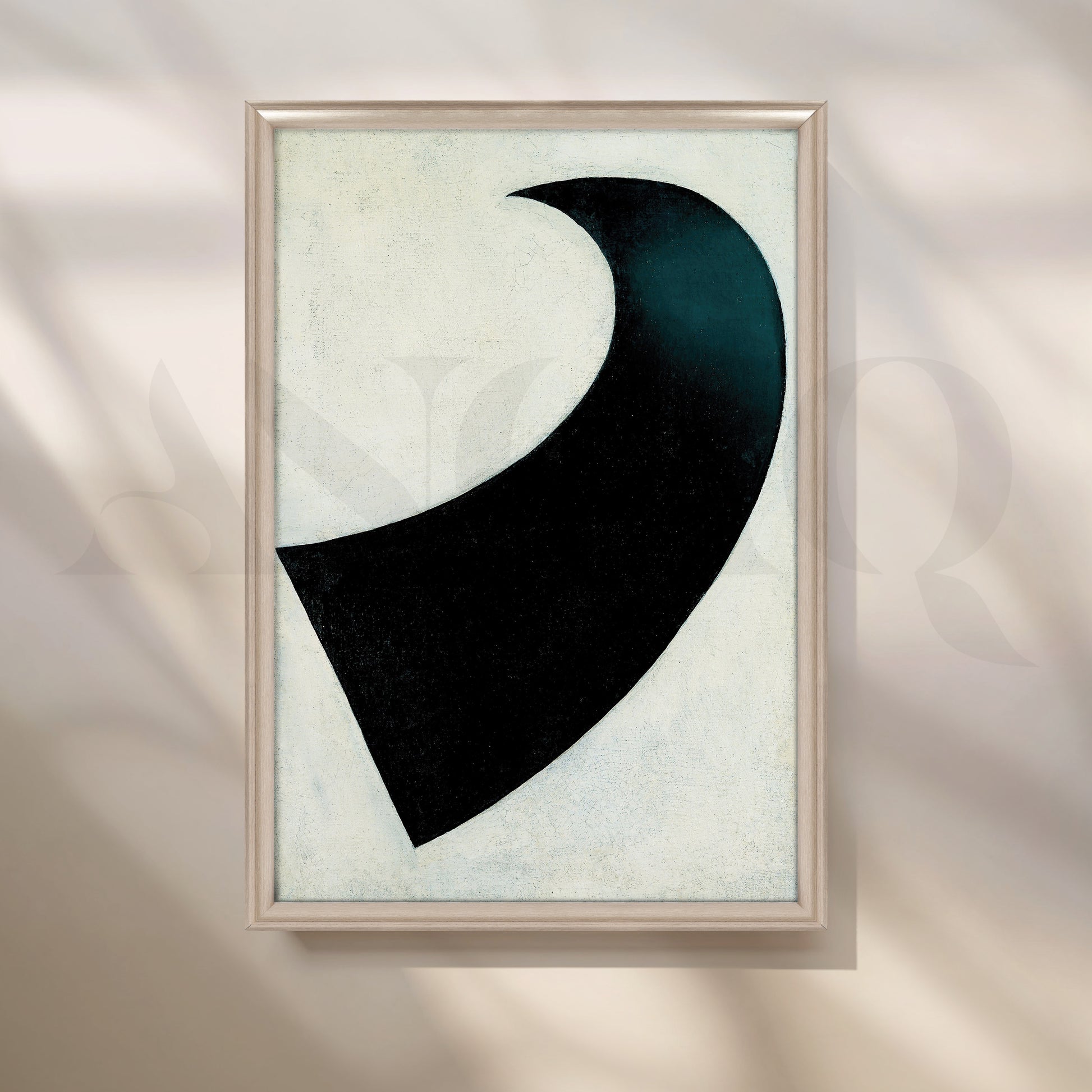 Minimalist Black Crescent Canvas Artwork for Stylish Bedroom