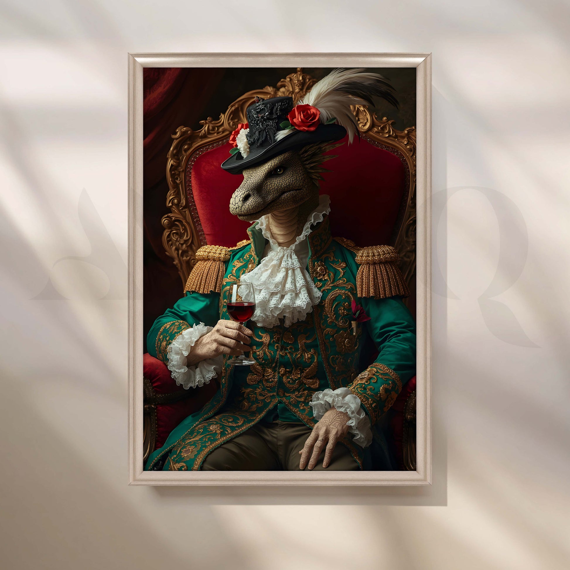 Royal Lizard Portrait Luxury Pop Artwork for Entryway/Hallway
