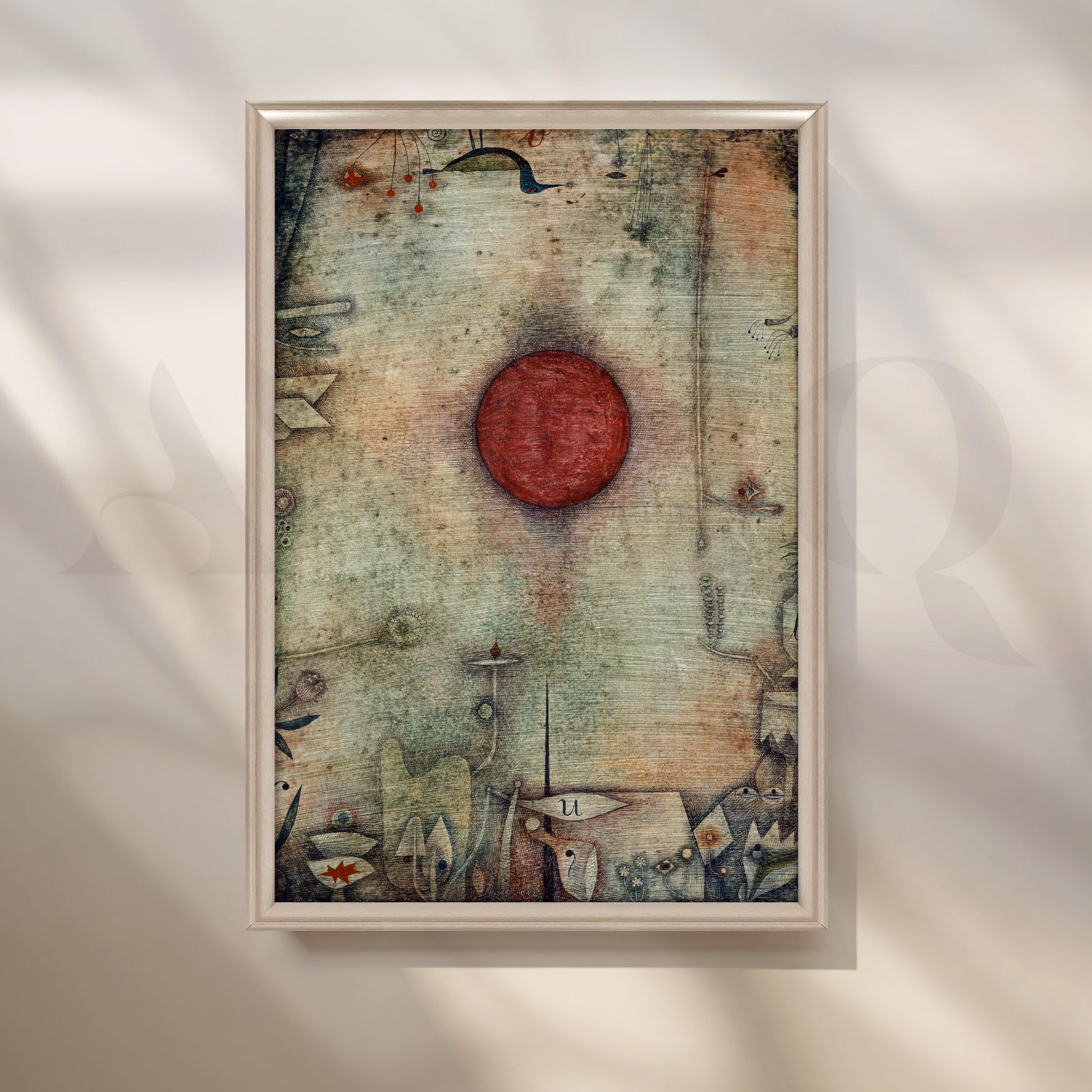 Surreal Red Sun Abstract Canvas Artwork for Living Room