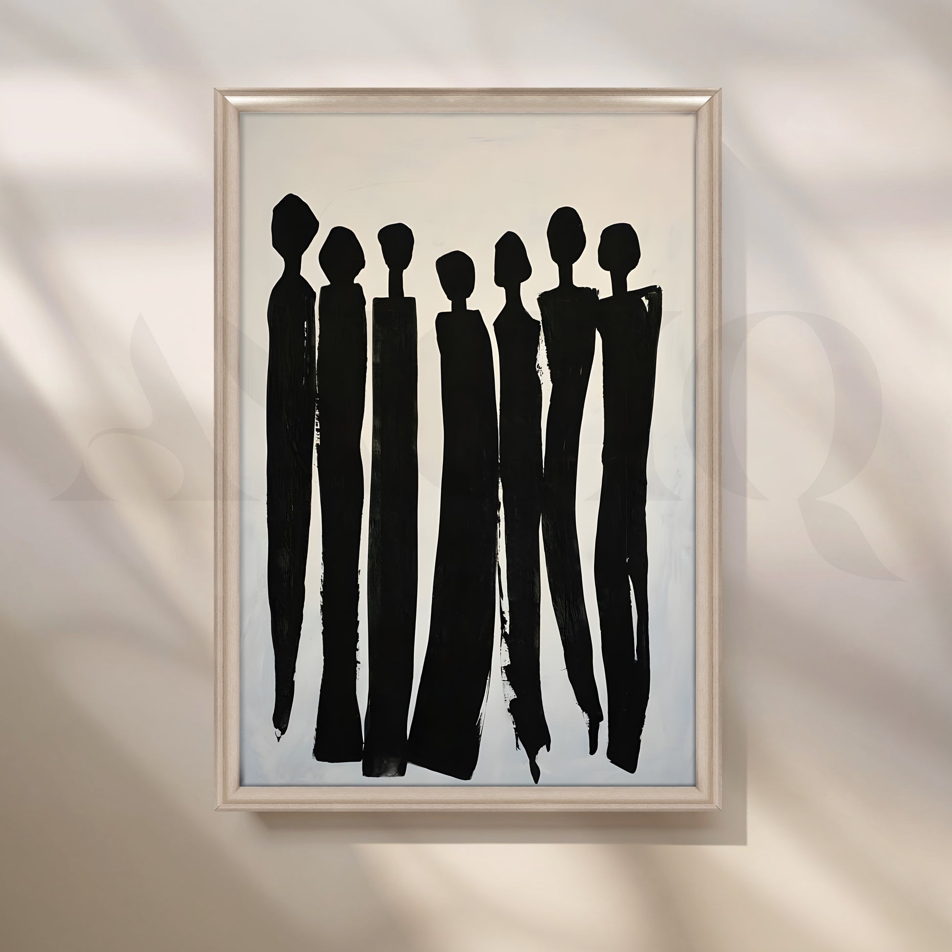 Black Silhouette Figures Canvas Artwork for Living Room
