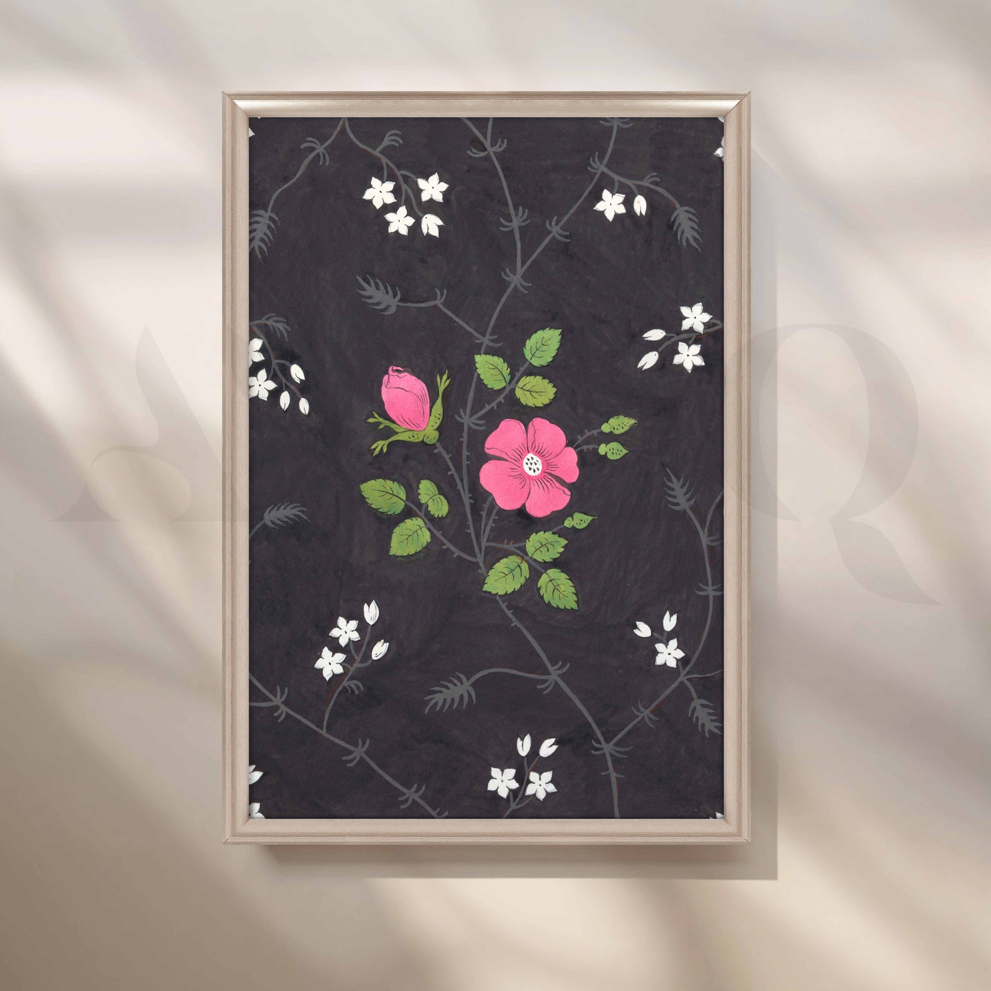 Minimal Floral Pattern Canvas Artwork for Living Room