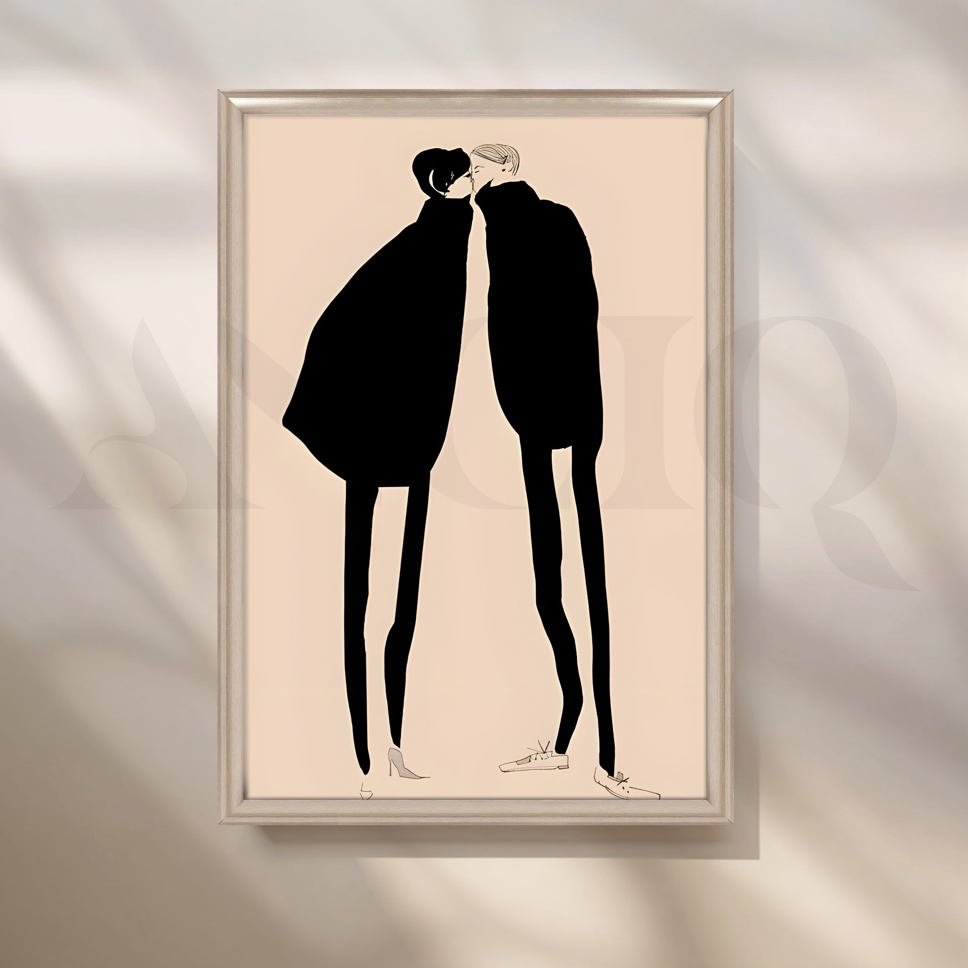 Romantic Silhouette Couple Canvas Artwork for Stylish Bedroom