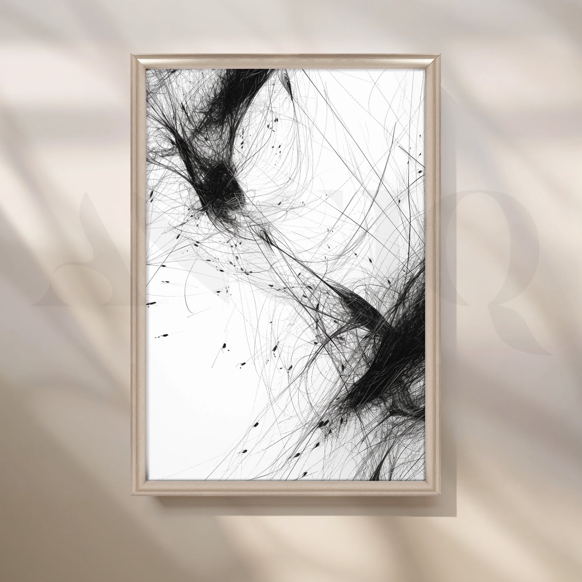 Ink Motion Abstract Canvas Artwork for Office/Study Room
