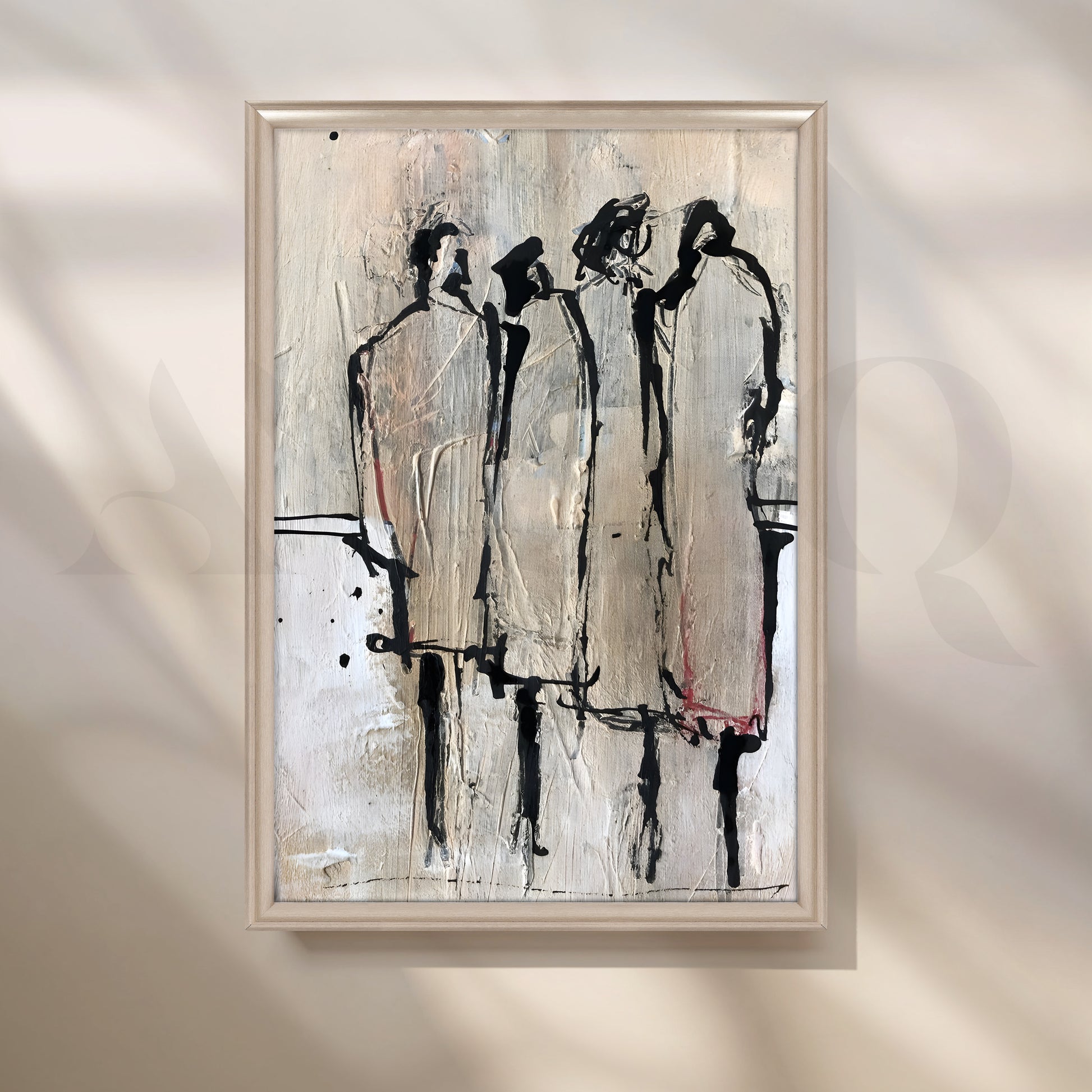 Contemporary Textured Figurative Canvas Artwork for Living Room