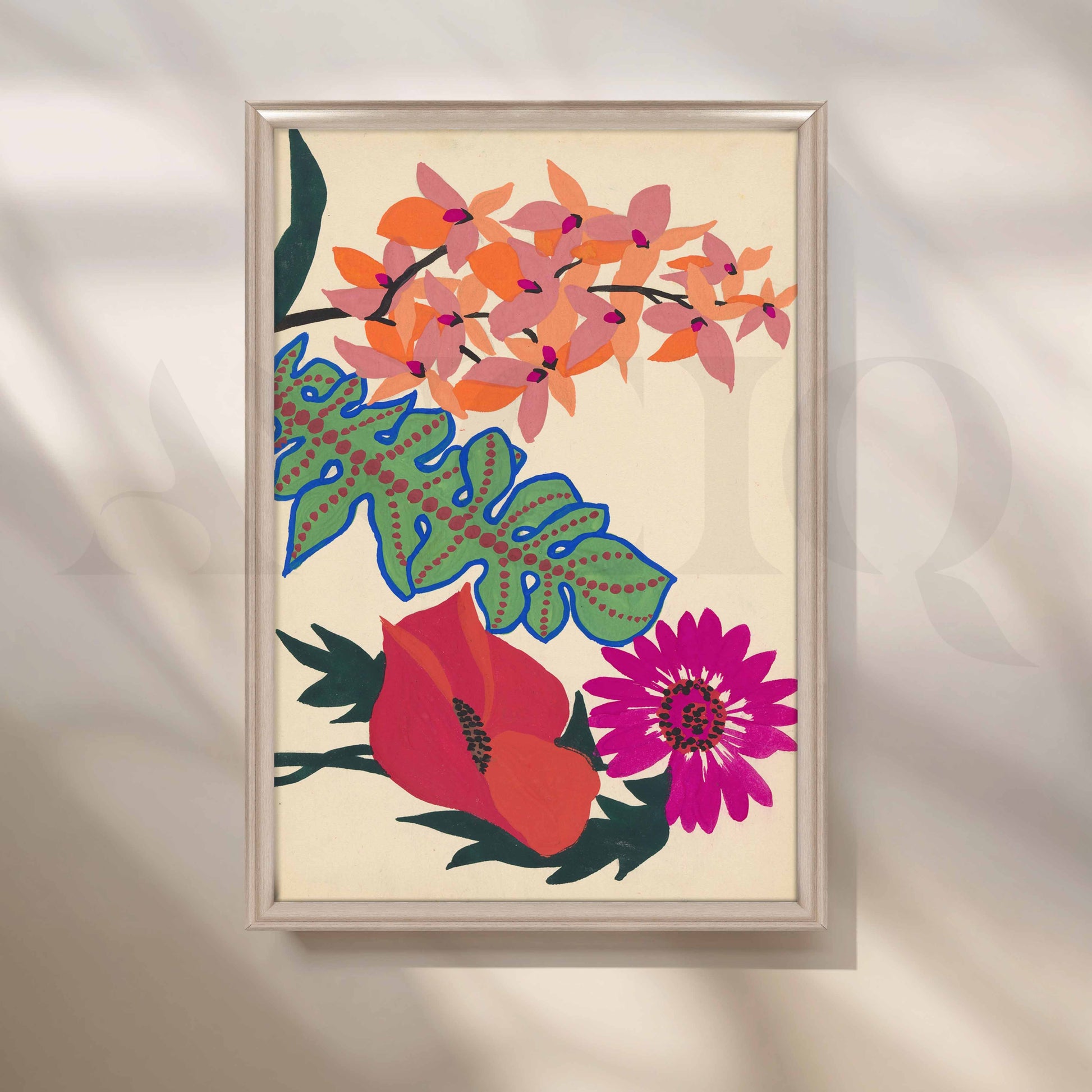 Bold Tropical Floral Canvas Artwork for Stylish Bedroom