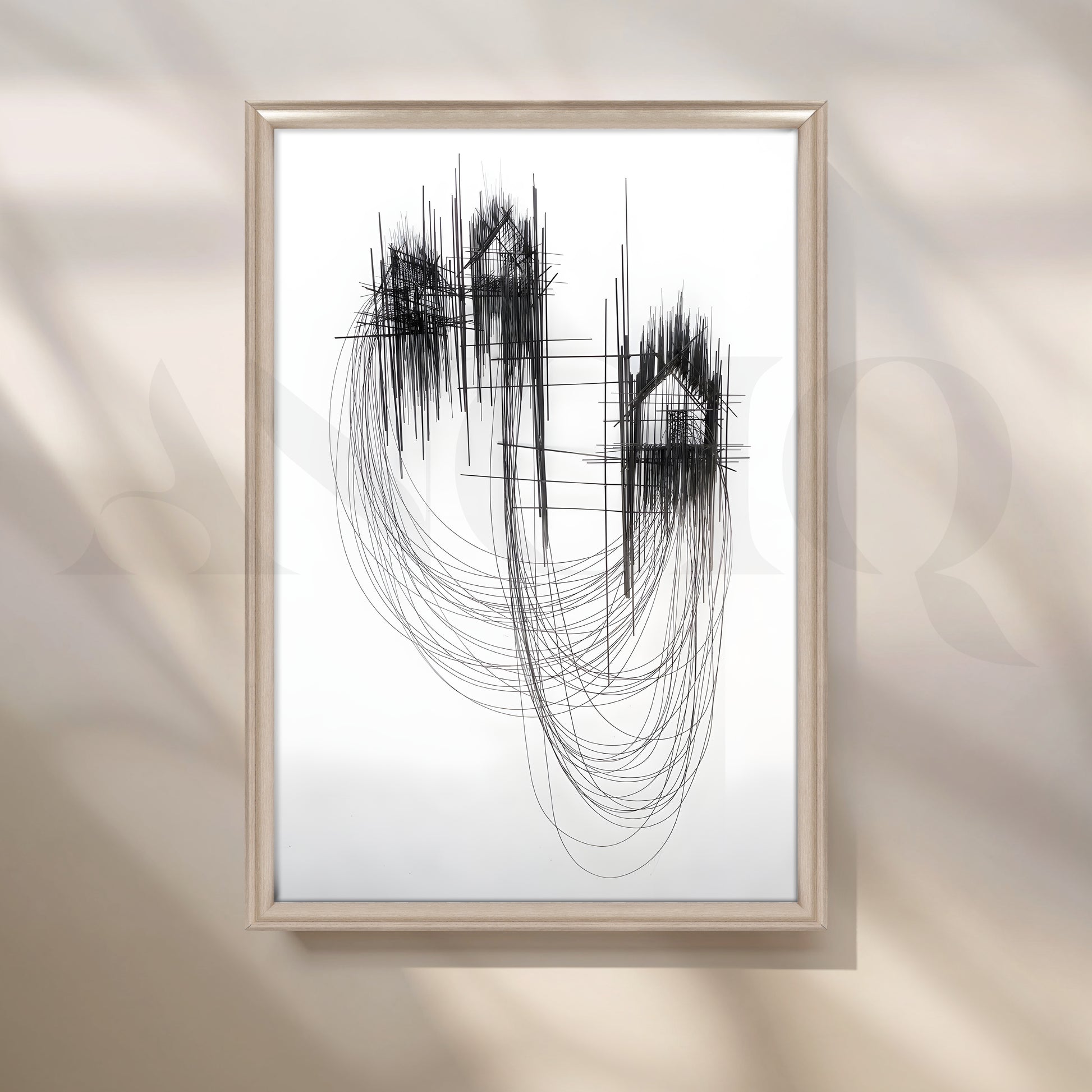 Black Line Architectura Canvas Artwork for Office/Study Room