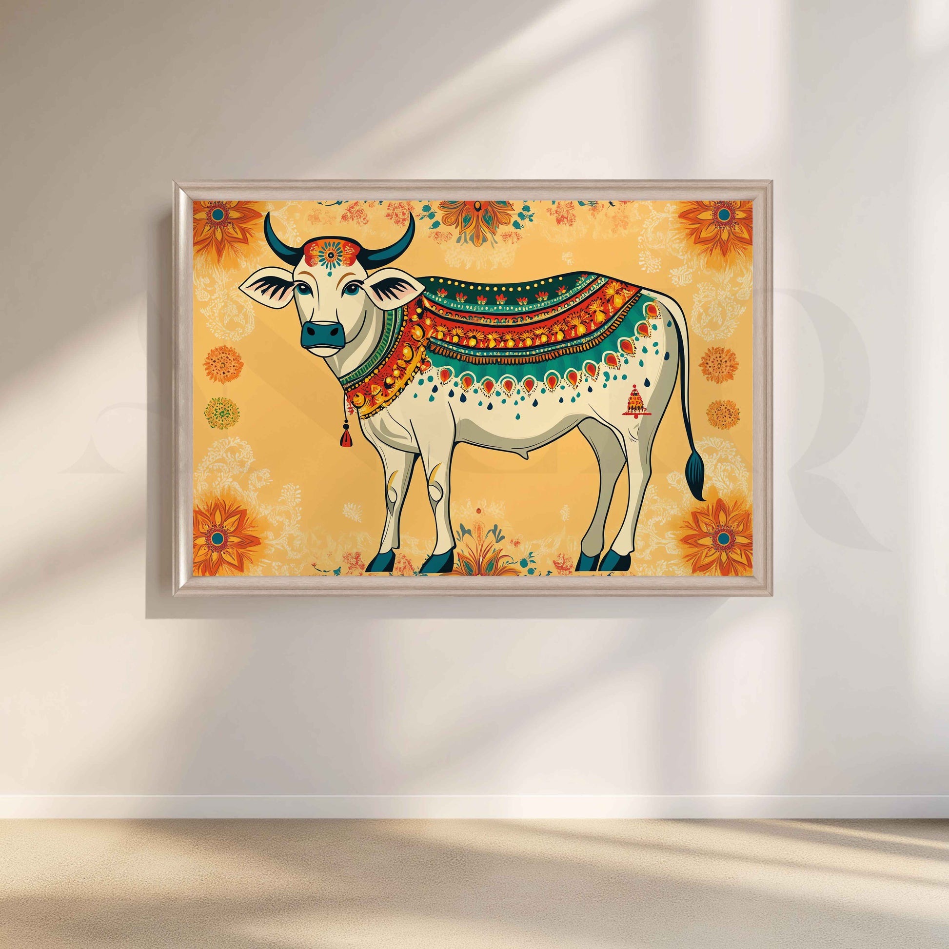 Decorative Sacred Cow Folk Canvas Artwork for Living Room