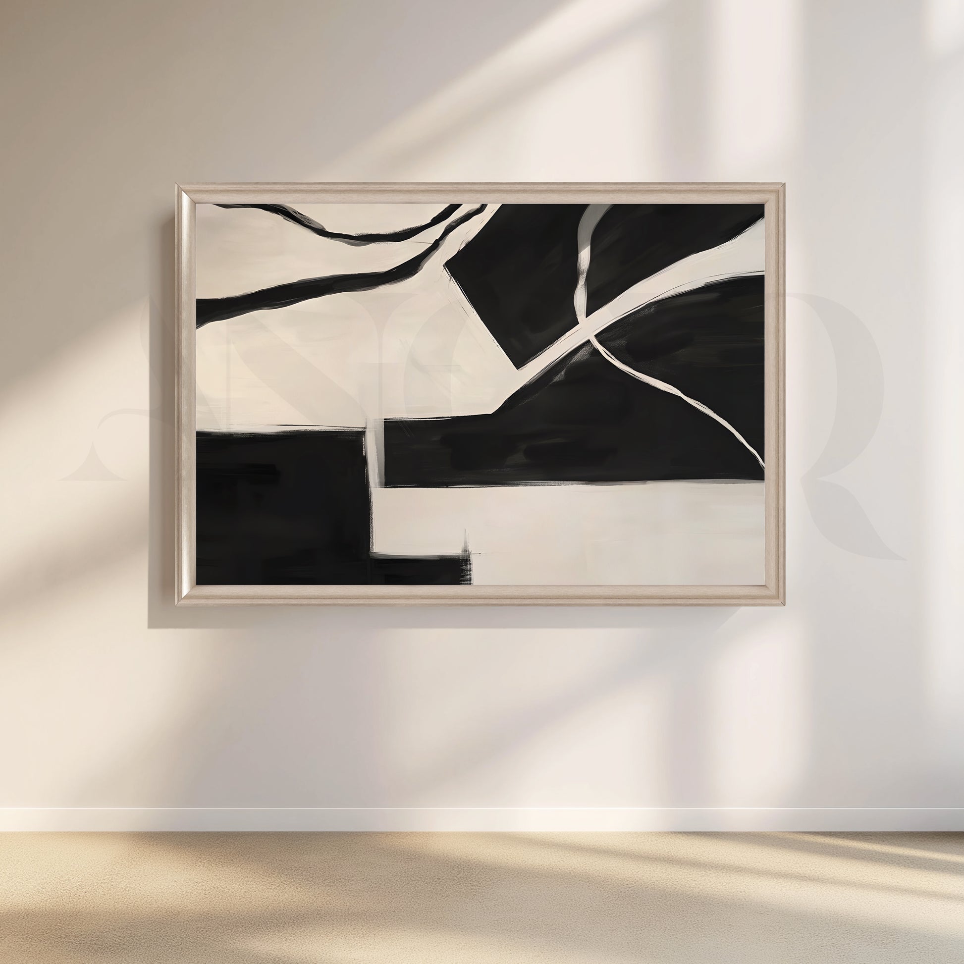 Black and White Abstract Canvas Artwork for Living Room