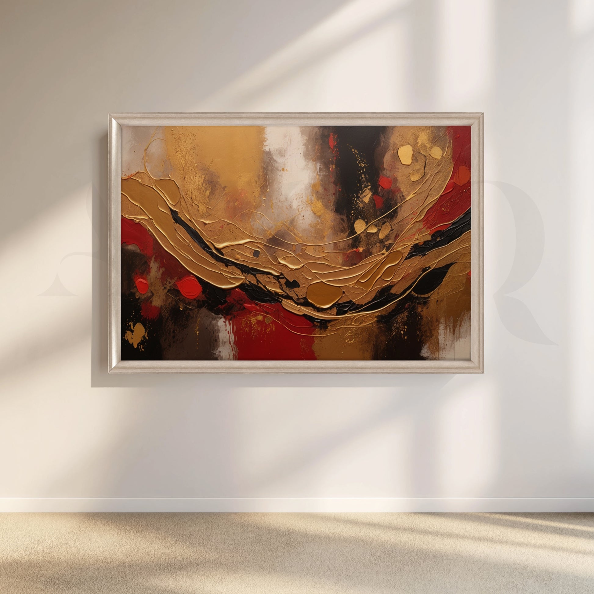 Luxury Gold Abstract Textured Canvas Artwork for Living Room