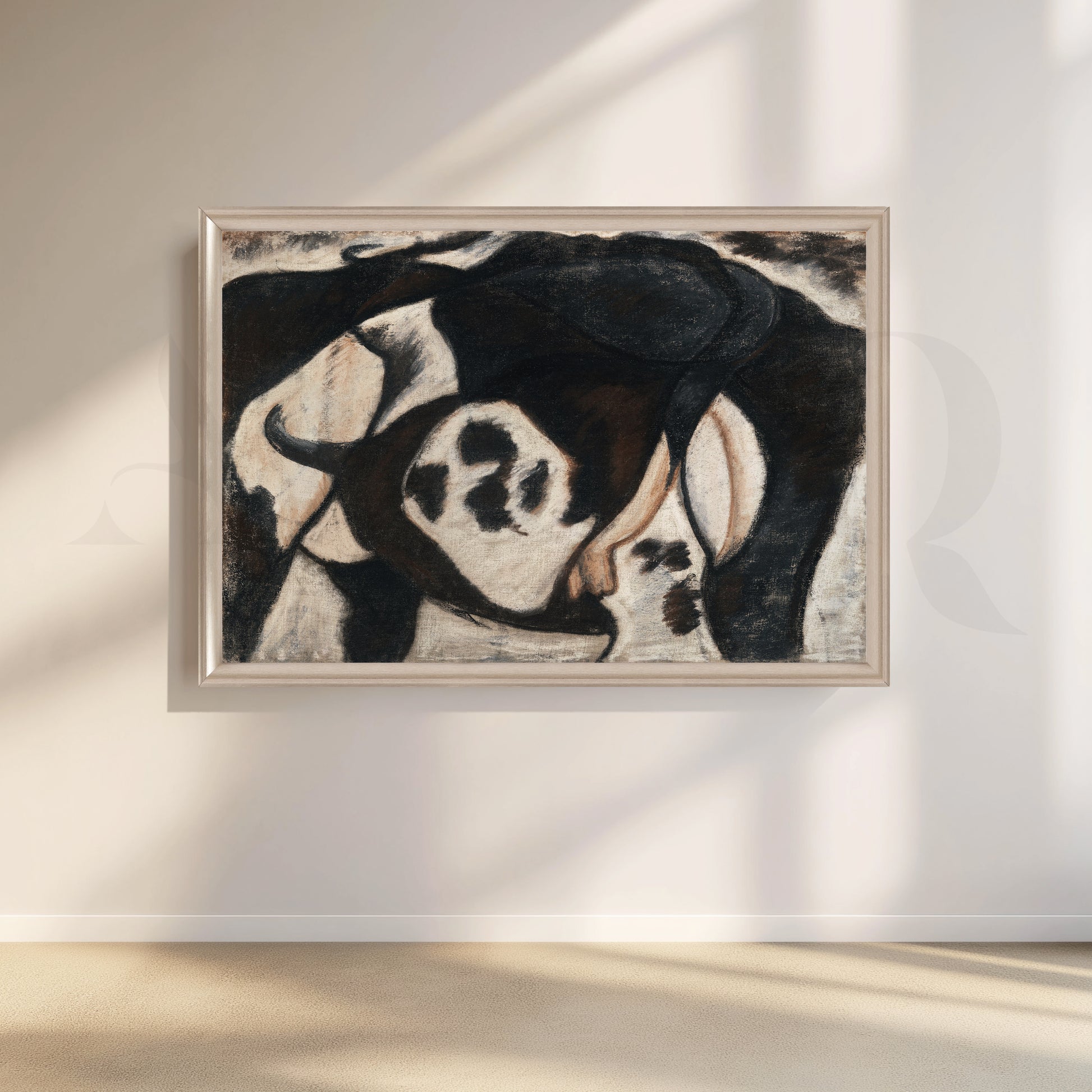 Black & White Cow Canvas Artwork for Kitchen/Dining Area