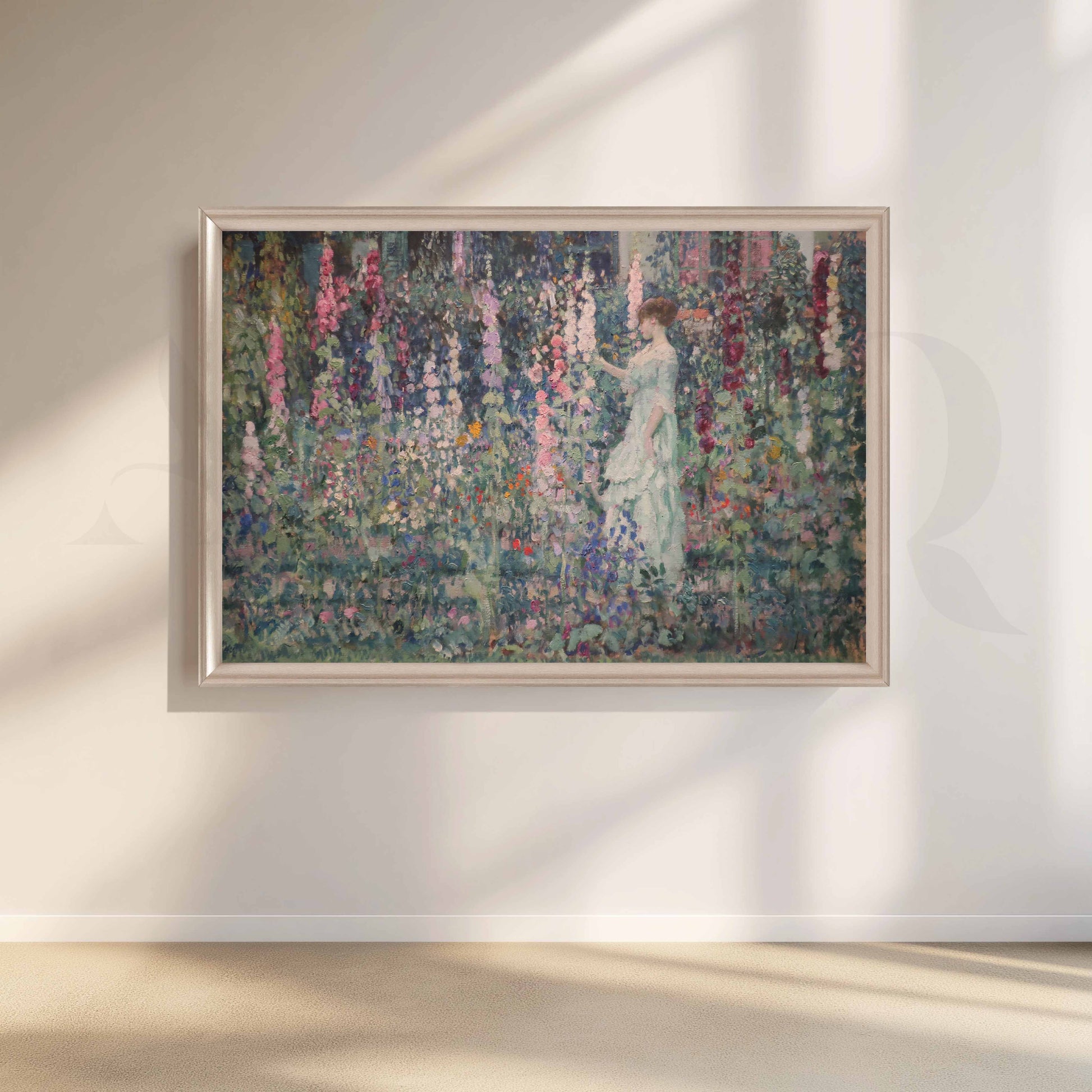 Impressionist Garden Woman Canvas Artwork for Stylish Bedroom