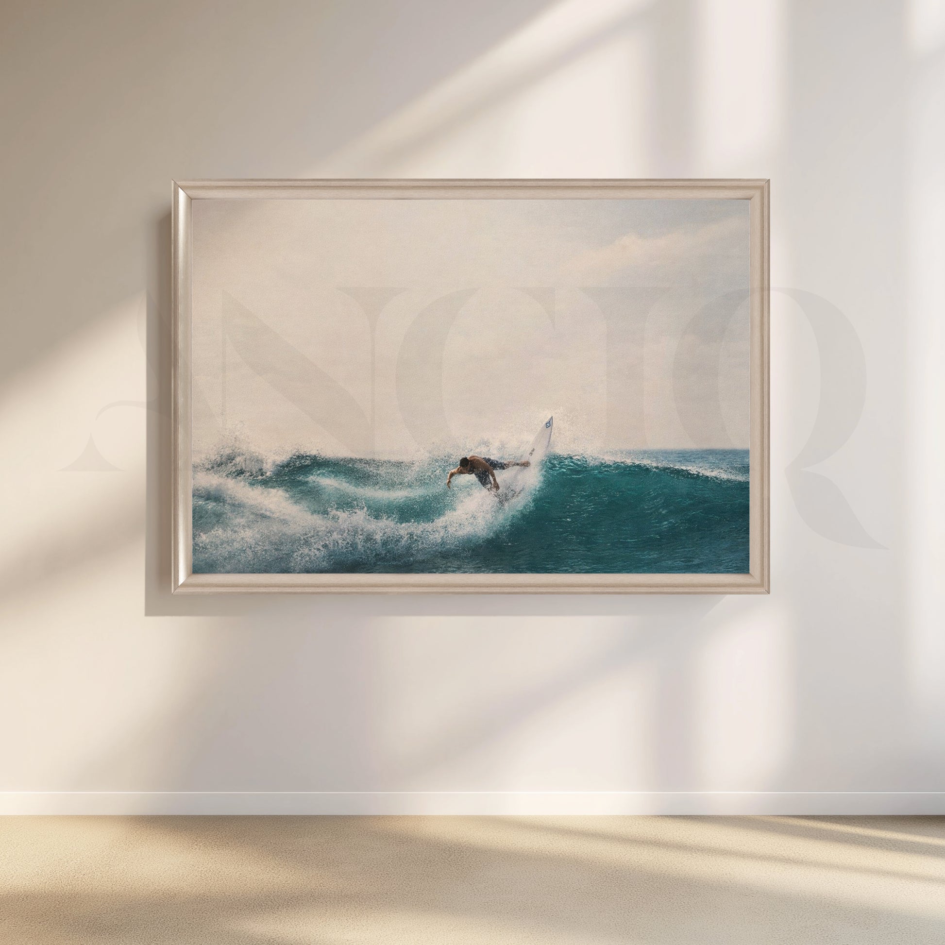 Ocean Wave Surfer Canvas Artwork for Office/Study Room