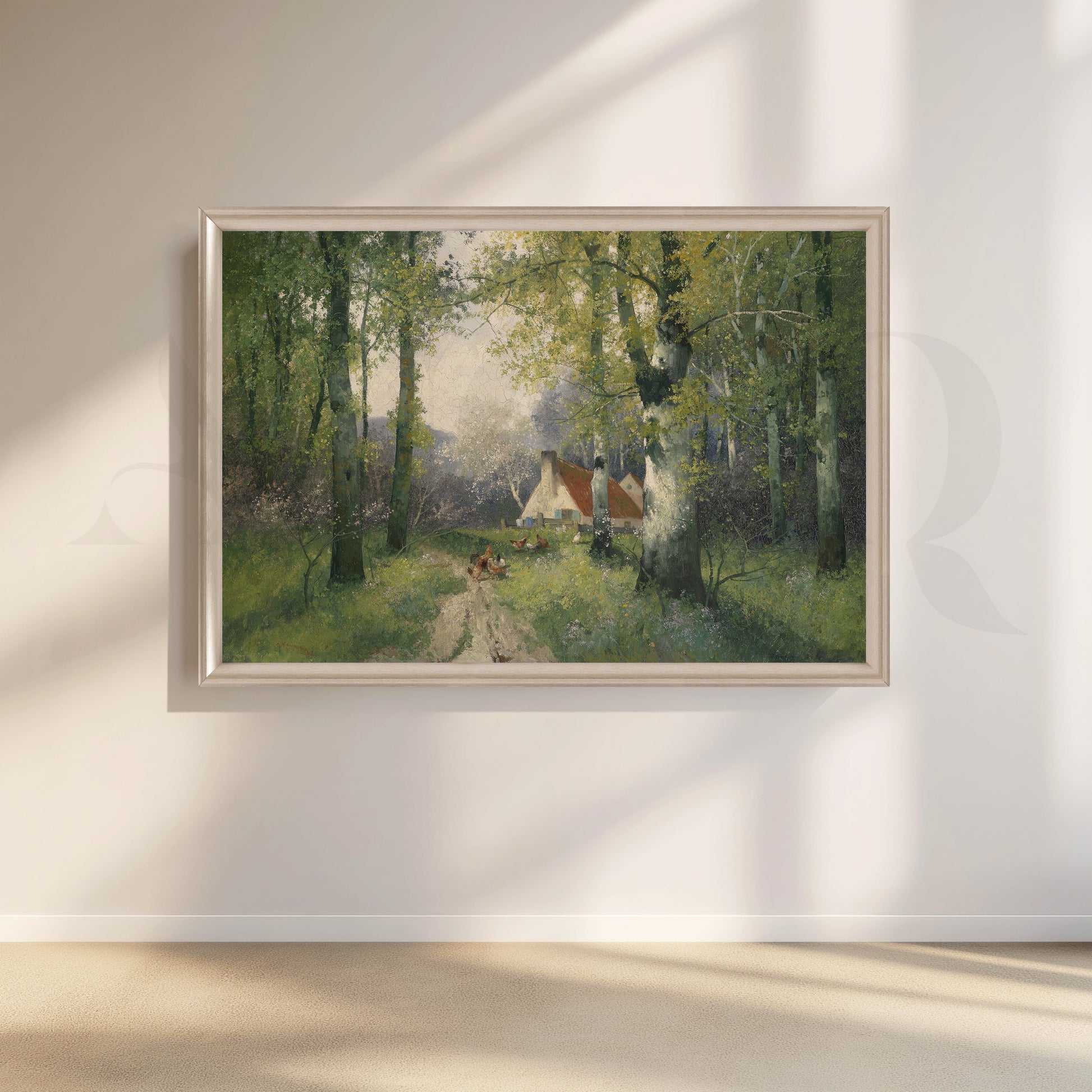 Forest Path to Cottage Canvas Artwork for Stylish Bedroom