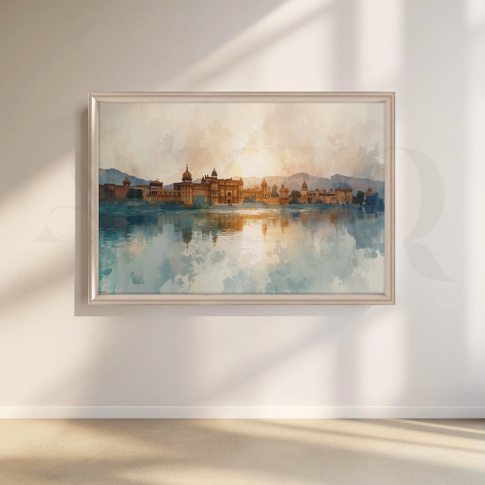Udaipur Palace Watercolor Canvas Artwork for Stylish Bedroom