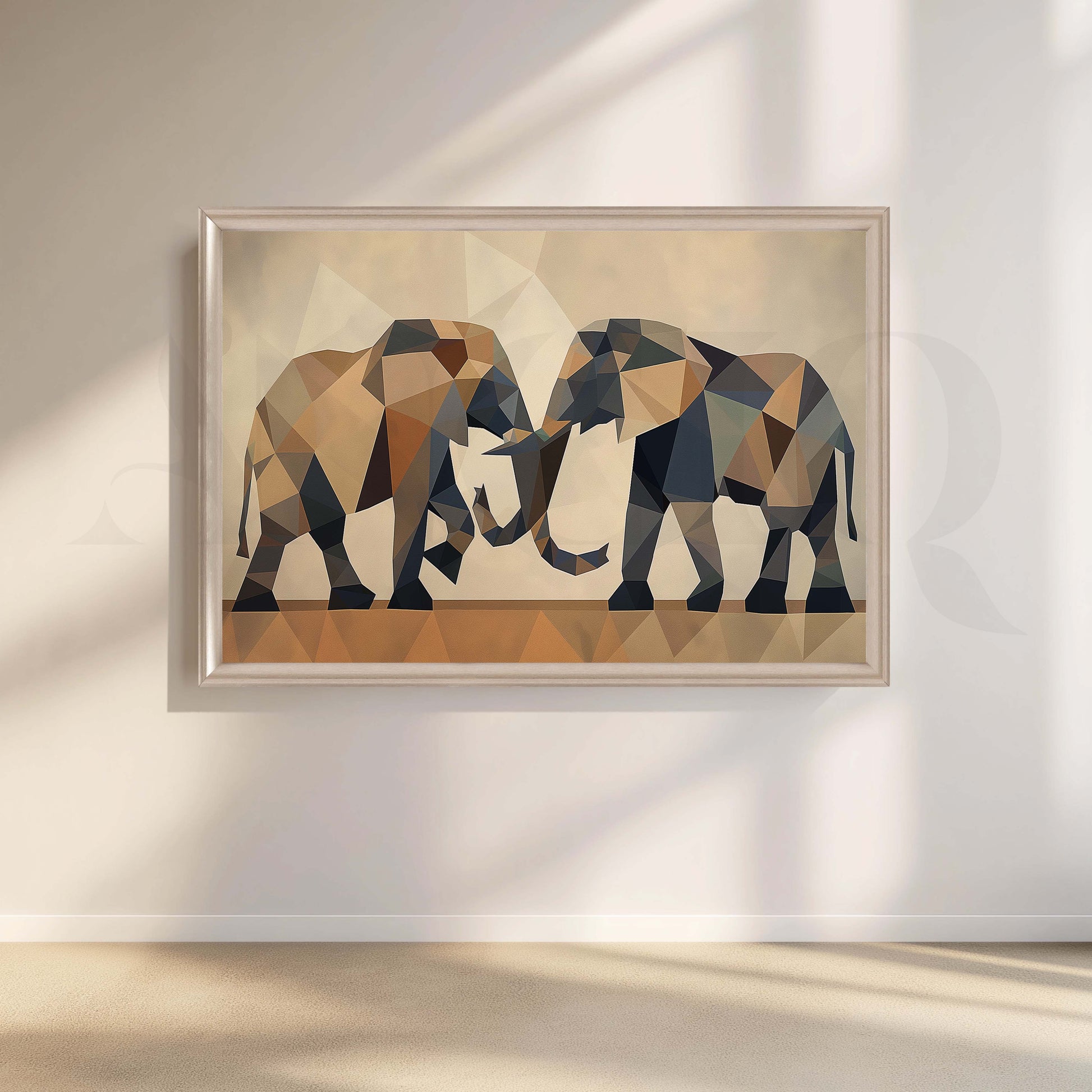 Geometric Elephant Canvas Artwork for Living Room