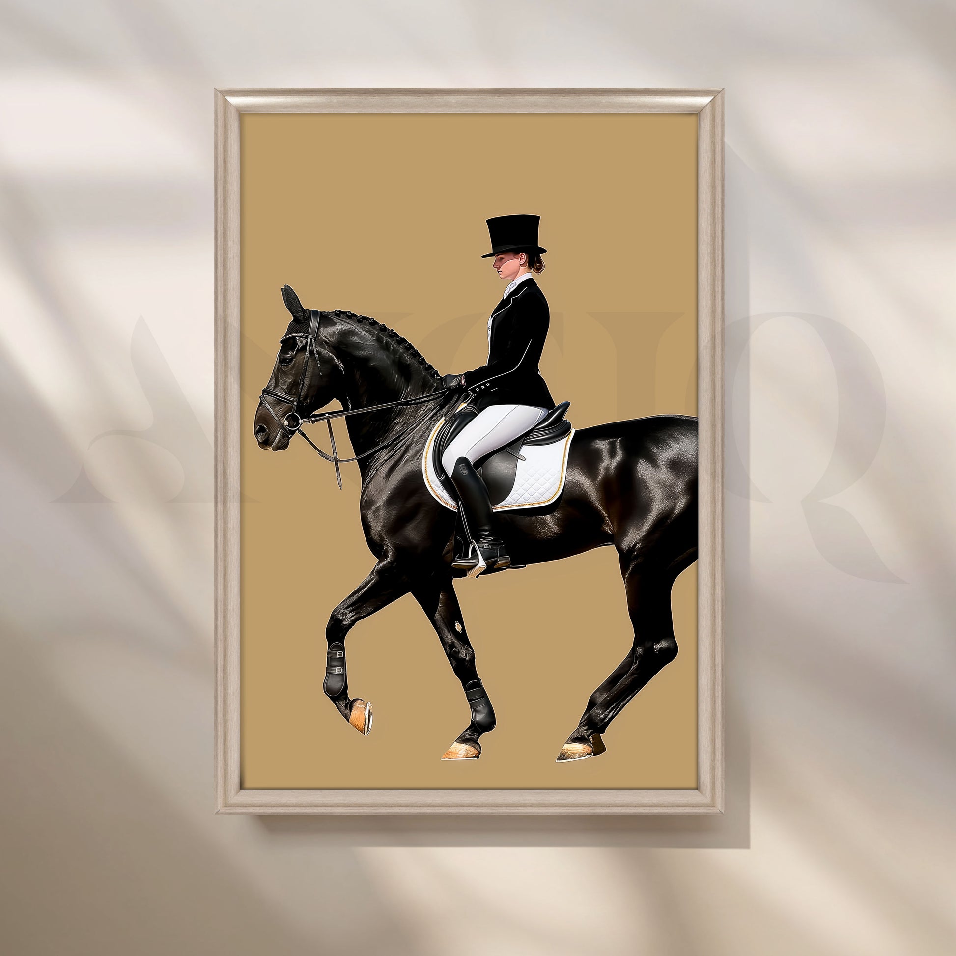 Classic Black Horse Rider Canvas Artwork for Living Room
