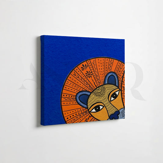 Folk Lion Wildlife Gallery Wall Canvas Artwork Set of 6