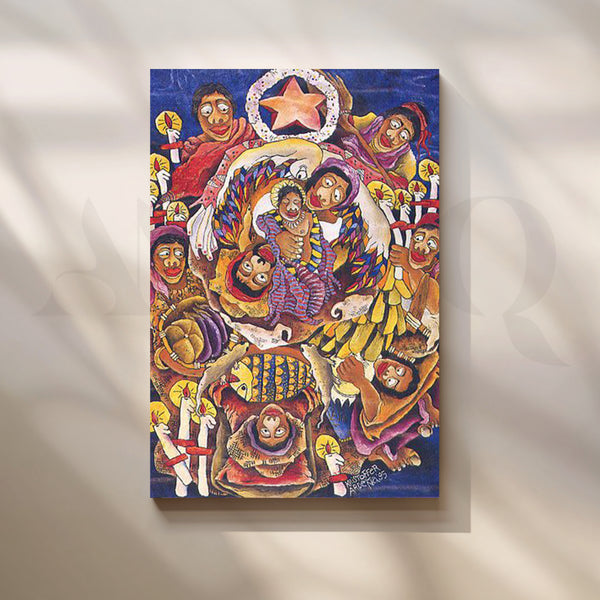 Festive Nativity Folk Canvas Artwork