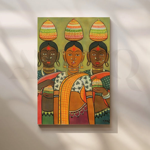 Traditional Indian Women Procession Artwork
