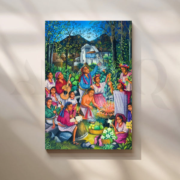 Village Festival Celebration Canvas Artwork