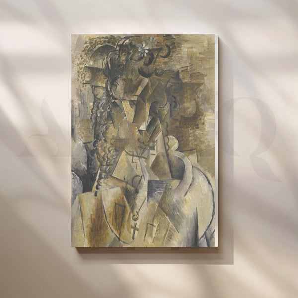Neutral Cubist Portrait Modern Canvas Artwork