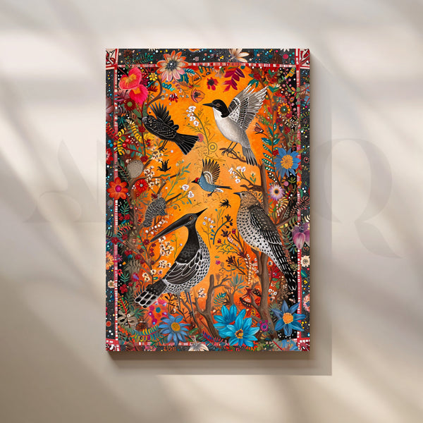 Folk Birds of India Canvas Artwork