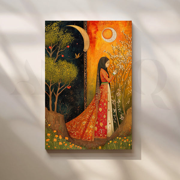 Two Moons of Her Story Canvas Artwork