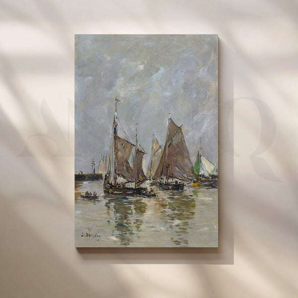 Harbor Sailboats Reflections Canvas Artwork