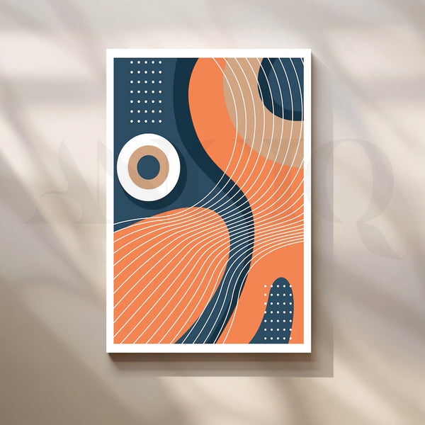 Navy and Orange Modern Geometric Artwork