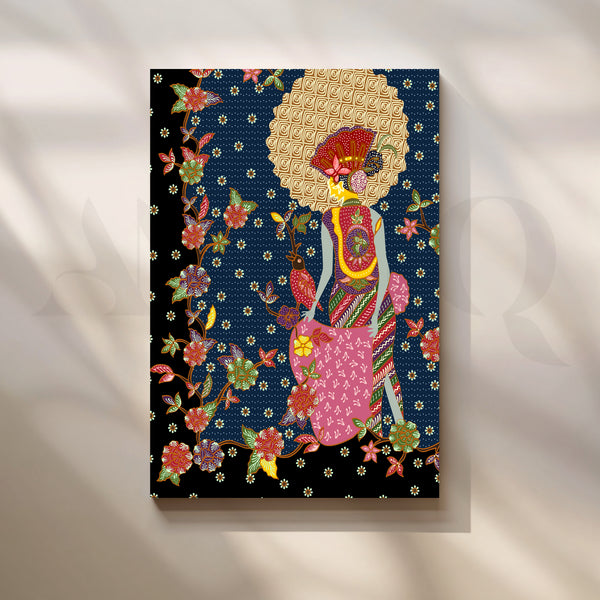 Batik Woman in Bloom Canvas Artwork