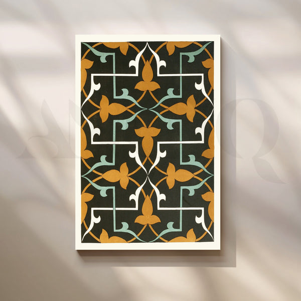 Black Tile Pattern Ornamental Canvas Artwork