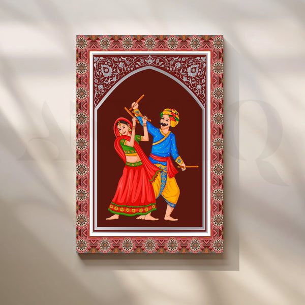 Garba Couple Folk Dance Canvas Artwork
