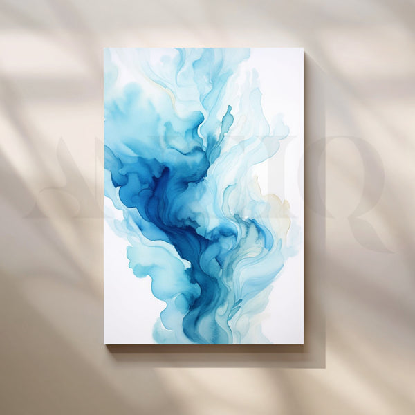 Abstract Blue Waves Canvas Artwork