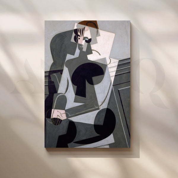 Cubist Woman in Grey Canvas Artwork