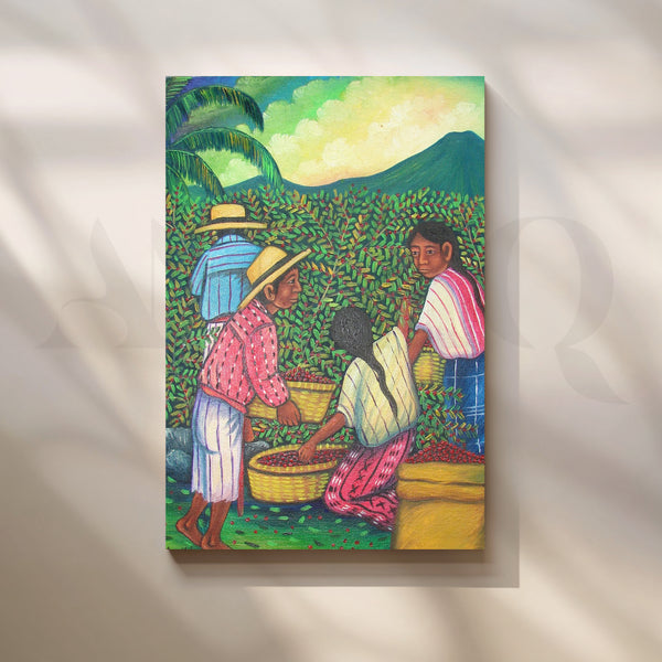 Coffee Harvest Village Canvas Artwork