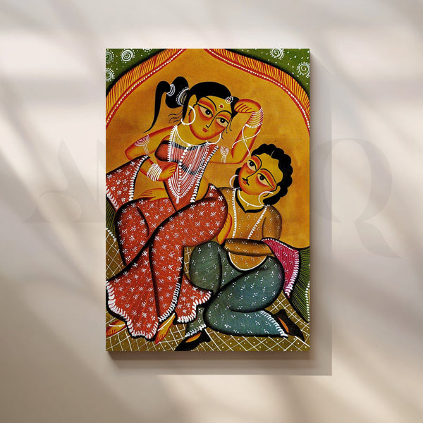 Bengali Folk Couple Canvas Artwork