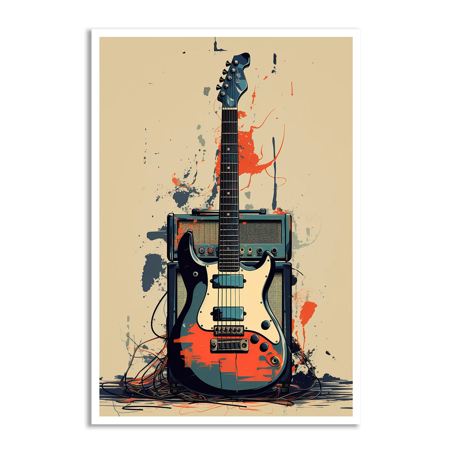 a modern canvas art of a guitar from anciq